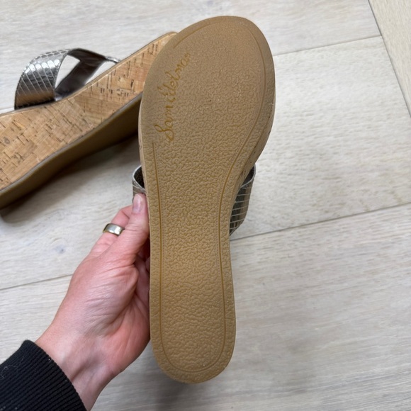 San Edelman Silver Wedge Sandals - Picture 2 of 7